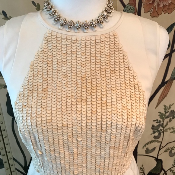 Ann Taylor Ivory Sheath Sequin Dress With Pockets - Picture 2 of 8